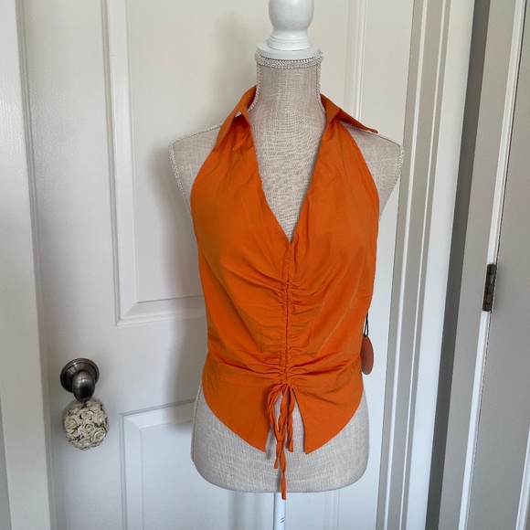 Milk + Honey | NWT 70s-Inspired Orange Halter Top – Size M - Picture 1 of 9